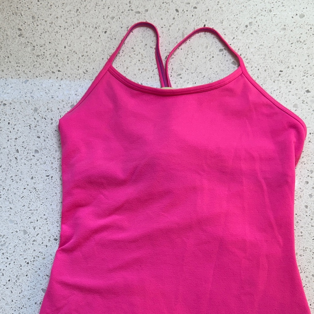 Girls Pink Ivivva by Lululemon  Spaghetti Strap tank Top with yellow lining